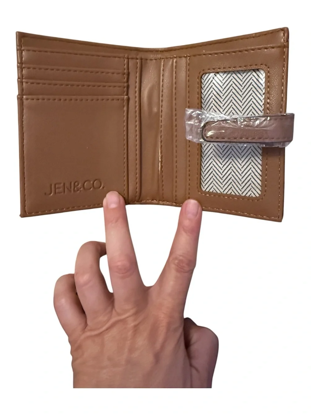 JEN & CO. Canvas and Vegan Wallet - Tan & Cream